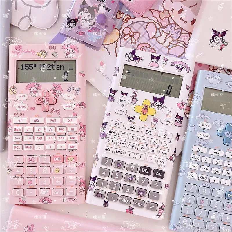 Sticker Diy Sanrio My Melody Kuromi Cinnamoroll Scientific Function Calculator School Students Arithmetic Exam Stationery Kawaii