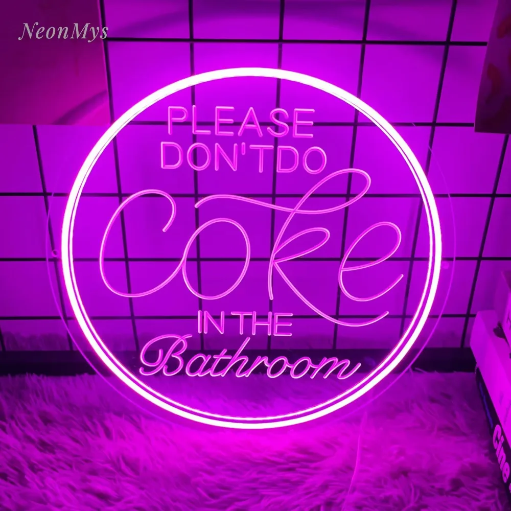 LED Flex Neon Sign para Parede, Presente de Decoração Personalizada, 3D Esculpida Luz, Por favor, não COKE no Banheiro