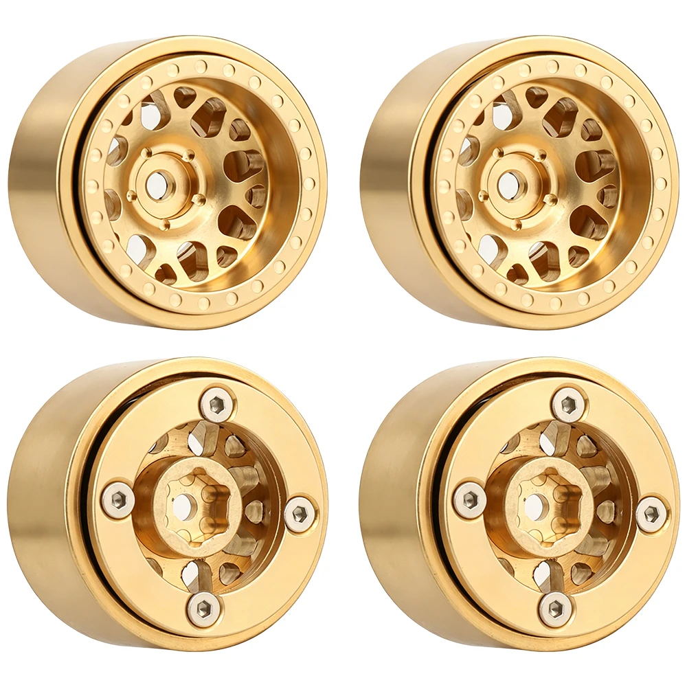 

Brass Wheel Rims 4Pcs 31.4×20mm Heavy Duty RC Wheel Hubs for Axial SCX24 1/24 RC Crawler Car Upgrade Parts