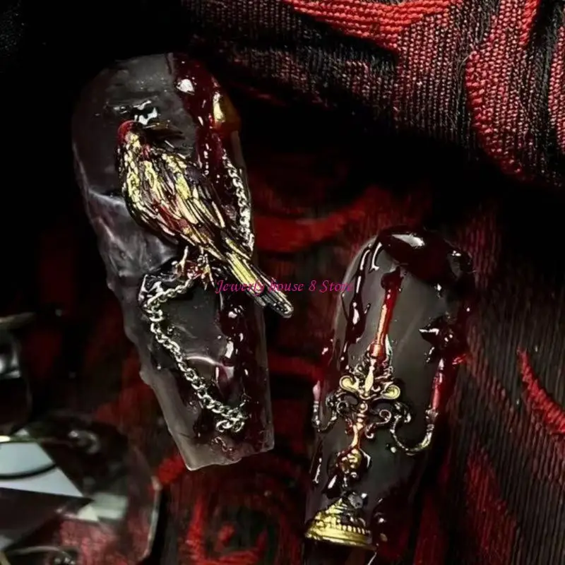 قالب سيليكون للأظافر على شكل غراب قوطي من أجل تصميمات فنية للأظافر