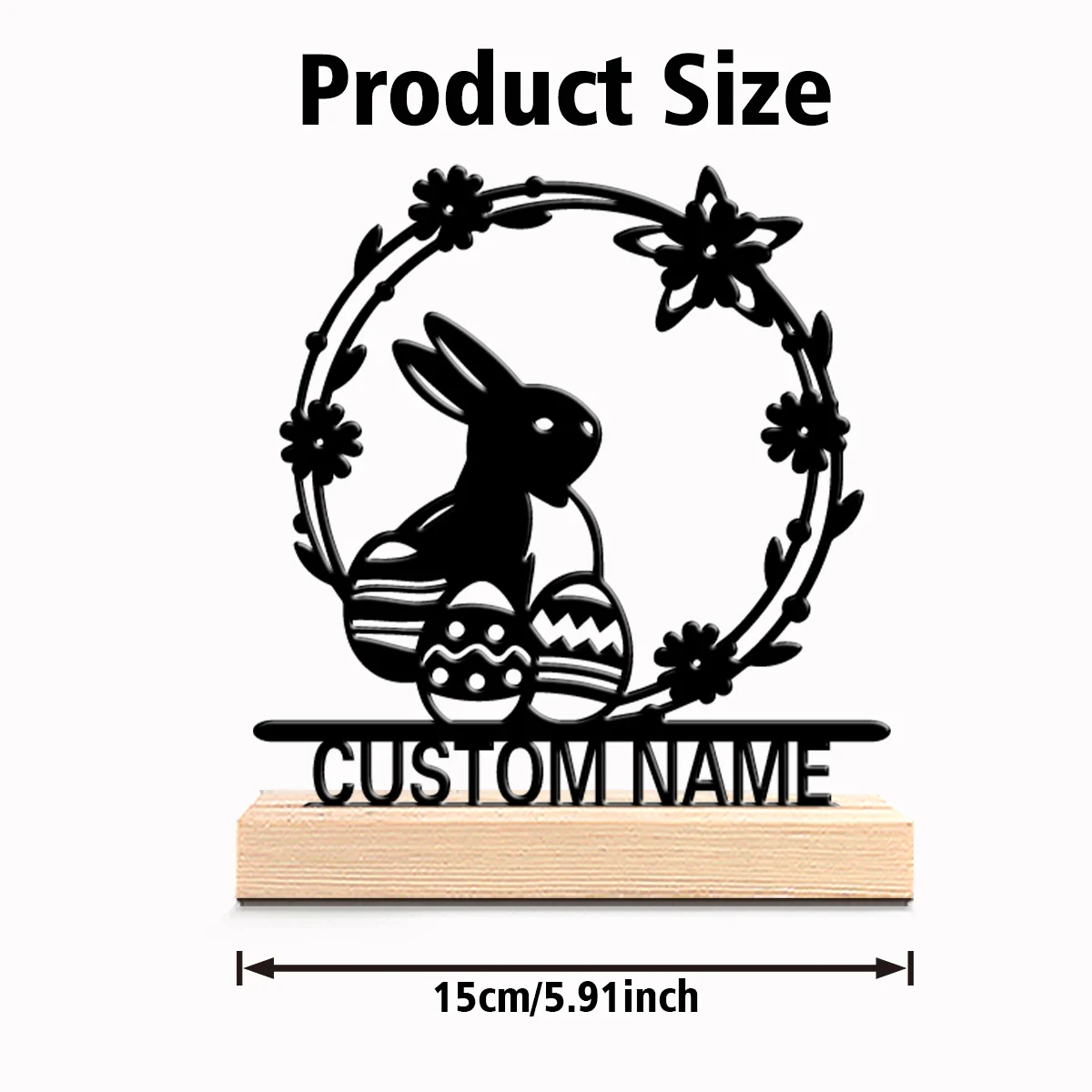 1pc Fun Personalized Custom rabbit Metal Statues Symbolic Desk Decor with Wooden Base Perfect for Art Anniversary Romantic Gifts