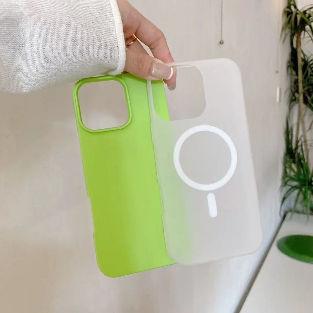 Custodia Magsafe di lusso color caramello 2 IN 1 per iPhone 16e 16 15 14 Plus 13 11 12 Pro Max Carica wireless magnetica Cover opaca trasparente