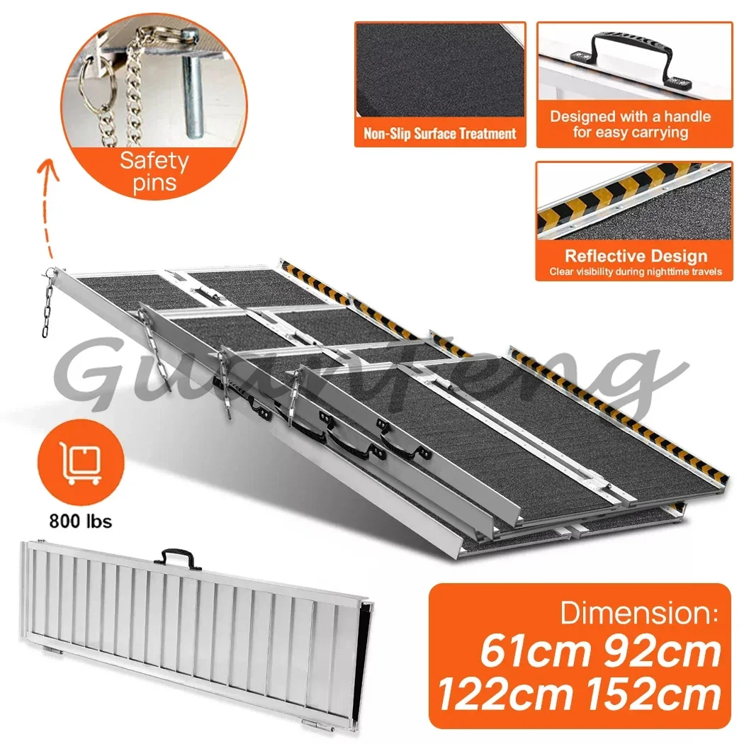Folding Aluminum Threshold Ramp Anti Slip Portable Multi-size Loading Access Ramp for Wheelchair & Cargo