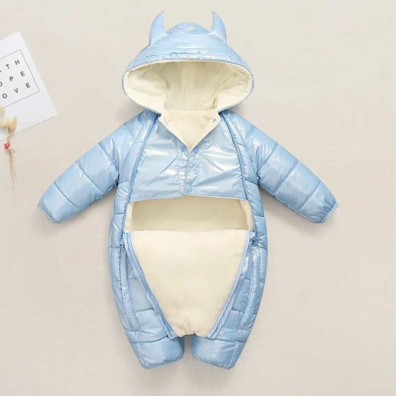 Winter Baby Girl Clothes Infant Toddler Thickened Jumpsuit Warm Cute Hooded Children Cotton Clothing Outdoors Boys Bodysuit 아기옷