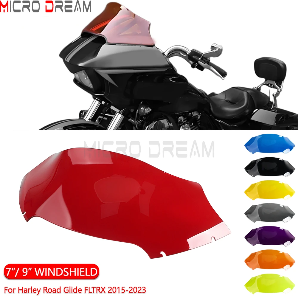 front-windshield-for-harley-touring-road-glide-fltrx-2015-2023-motorcycle-fairing-upper-wind-screen-7-9inch-windscreen-deflector