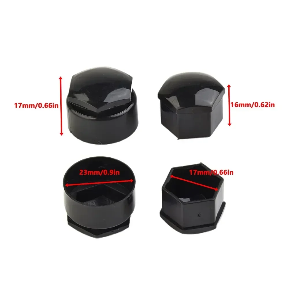24pcs 17 MM Black Wheel Nut Bolt Trim Studs Cover Cap For Opel For BMW Plastic For Car Wheel 17MM 0.66in Bolts Or Nut