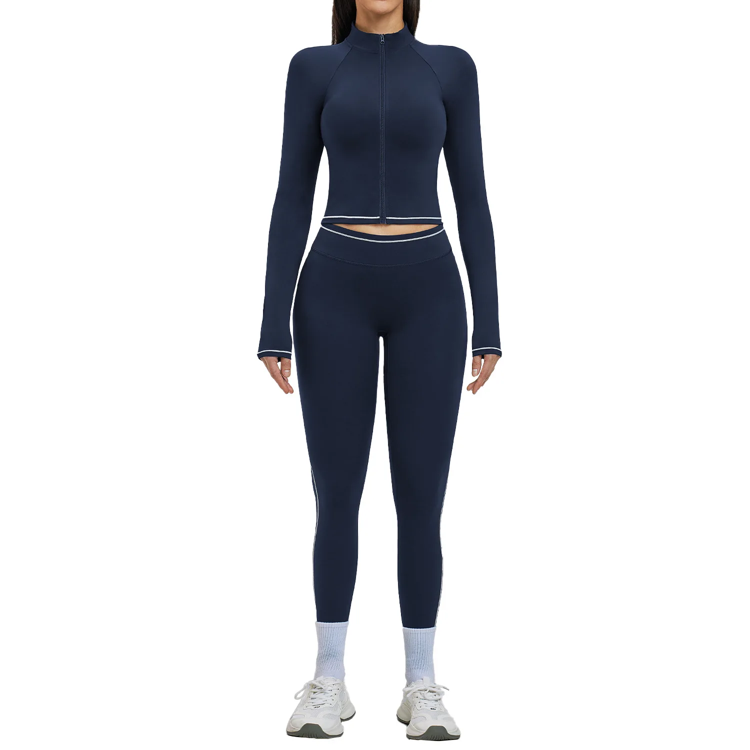 

Maxdutti Color Blocked Yoga Set, Nude Zipper, Windproof High-end Jacket, Outdoor Running And Fitness Suit Woman Clothes Pant Set