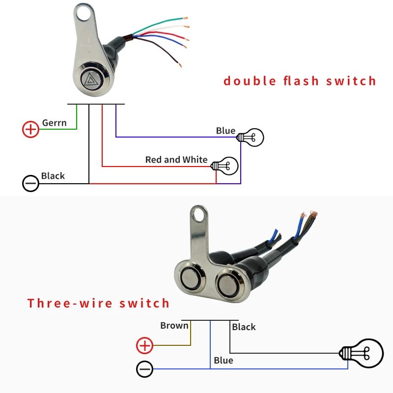 DC12V Stainless Steel Motorcycle Switch ON-OFF Handlebar Adjustable Mount Waterproof Switches Button LED Waterproof Headlight