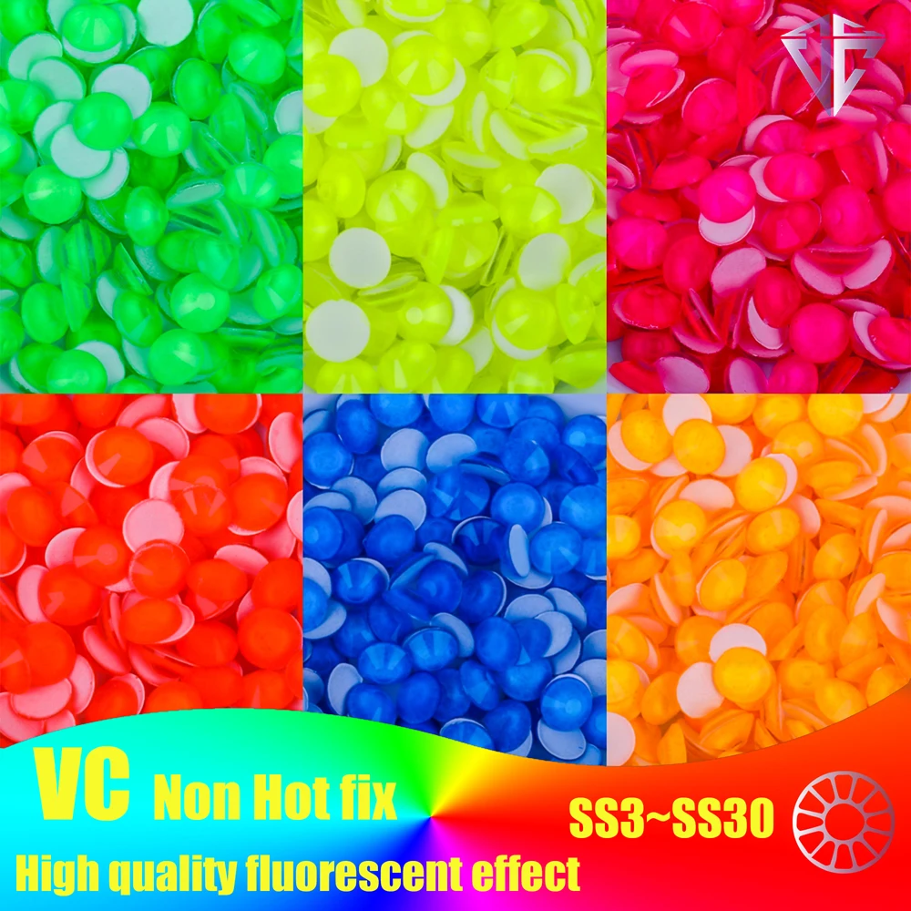 All Color Size Glass Noctilucent Neon Rhinestones Cтразы Flatback Non Hot Fix Rhinestone Fluorescence Stone Nail Art Decorations