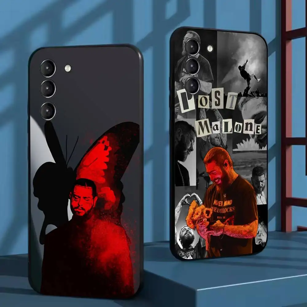 

P-Post Singer M-Malone Phone Case For Samsung Galaxy A73,72,51,53,52,71,22,5G,Note,J7,8,9 Soft Black Cover