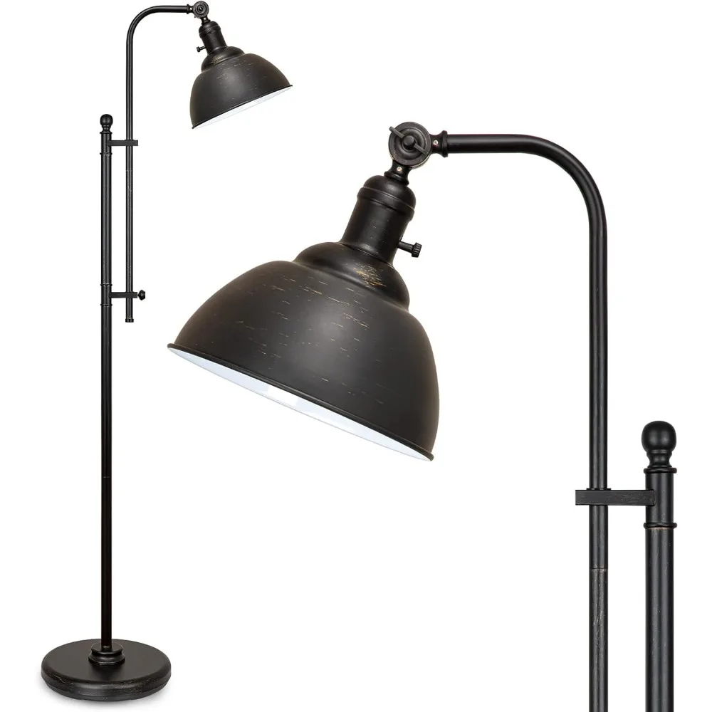 Industrial Floor Lamp, 3 Color Temperature Rustic Floor Lamps in Aged Bronze, Adjustable Height