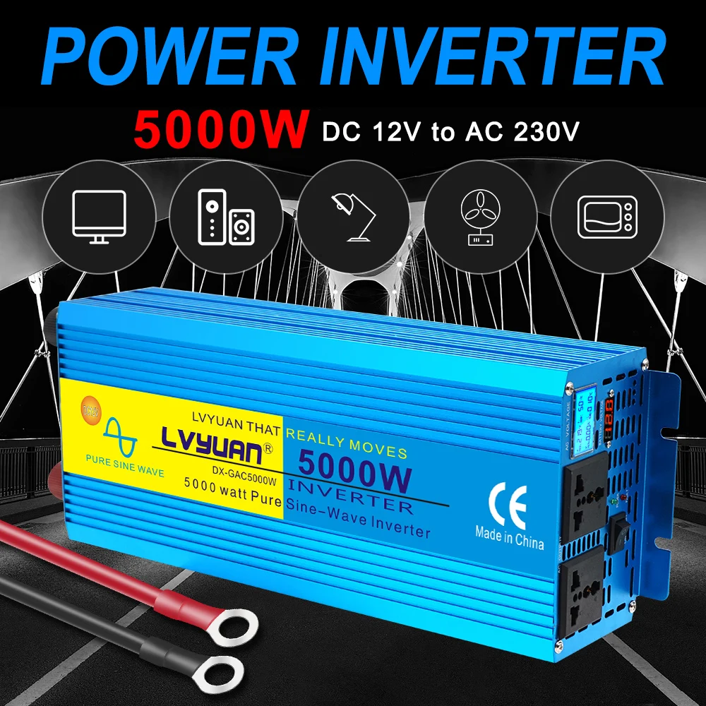 Inverter a onda sinusoidale pura 4KW 5KW 6KW 12v 24v DC a AC 220V 230V Display a LED convertitore solare automatico trasformatore invertitore per