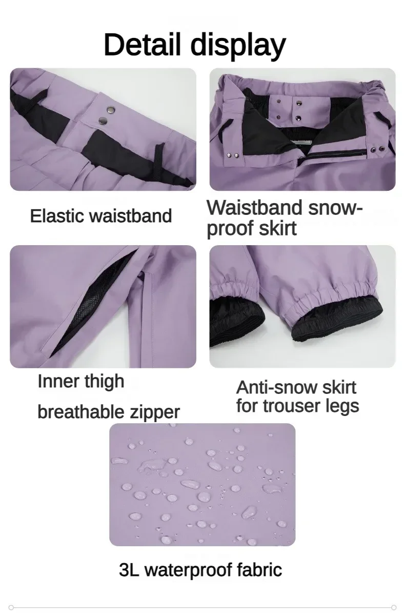 Pantalones de esquí a prueba de viento para hombres y mujeres, pantalones de esquí impermeables para exteriores, pantalones de nieve cálidos, monos