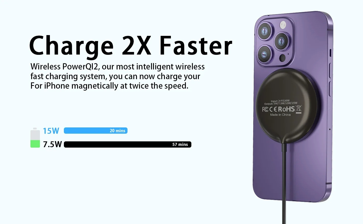 Qi2 Magnetic Aluminum  Wireless Charger 15W fast Charging Pad 2 in 1 for airPods and Iphone 15 14 15 12 with strong magnets