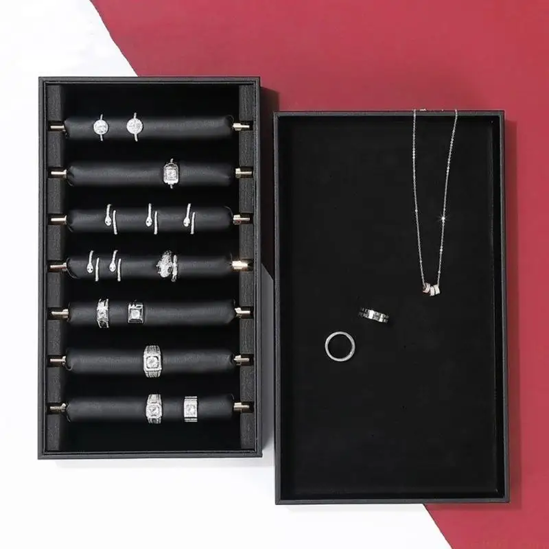 

D46E Professional Ring Presentation Tray Jewelry Case with Customizable Compartments Accessories Display Box