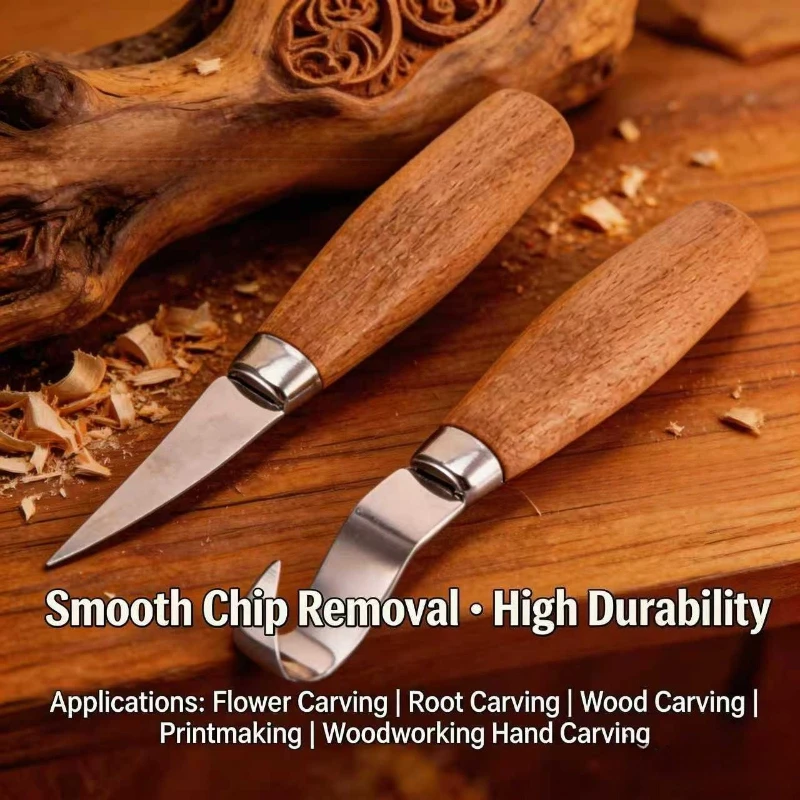 Woodworking Carving Tool Set Stainless Iron Carving Knife Beech Handle Scimitar Straight Knife Woodworking Tool Wood Chipping