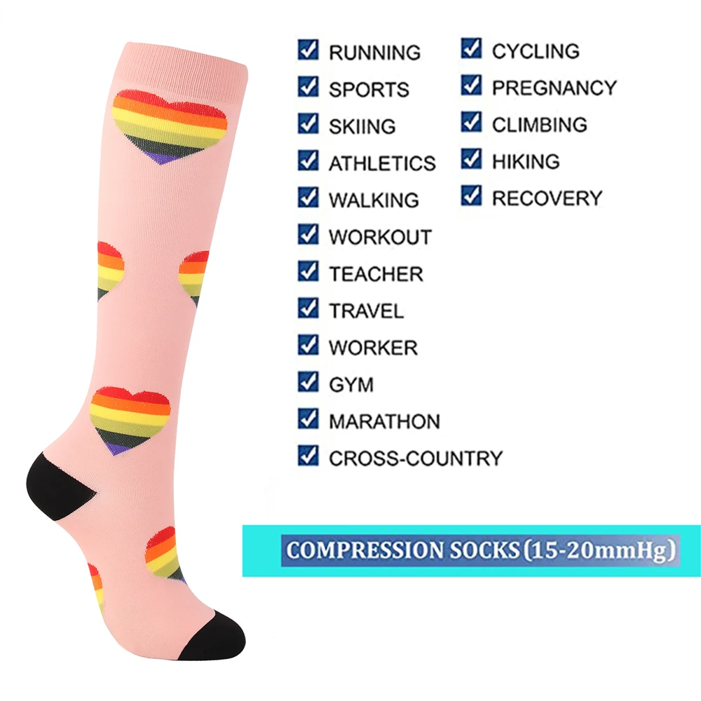 3 Pairs Random Color Compression Socks Women Promote Blood Circulation Tight Socks Gym Hiking Running Cycling Street Trend Socks