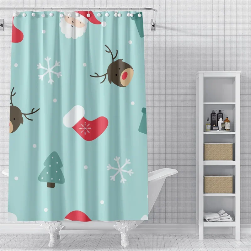 Home decoration shower curtains for bathroom waterproof curtain fabric Modern Nordic style Living Room Merry Christmas winter