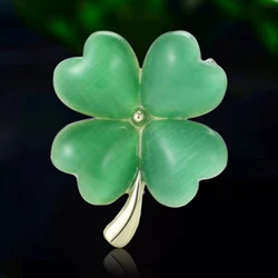 Enamel Four Clover Brooches for Women Unisex Rhinestone Botanical Pins Event Party Gifts Backpack Decoration Clothes Accessories