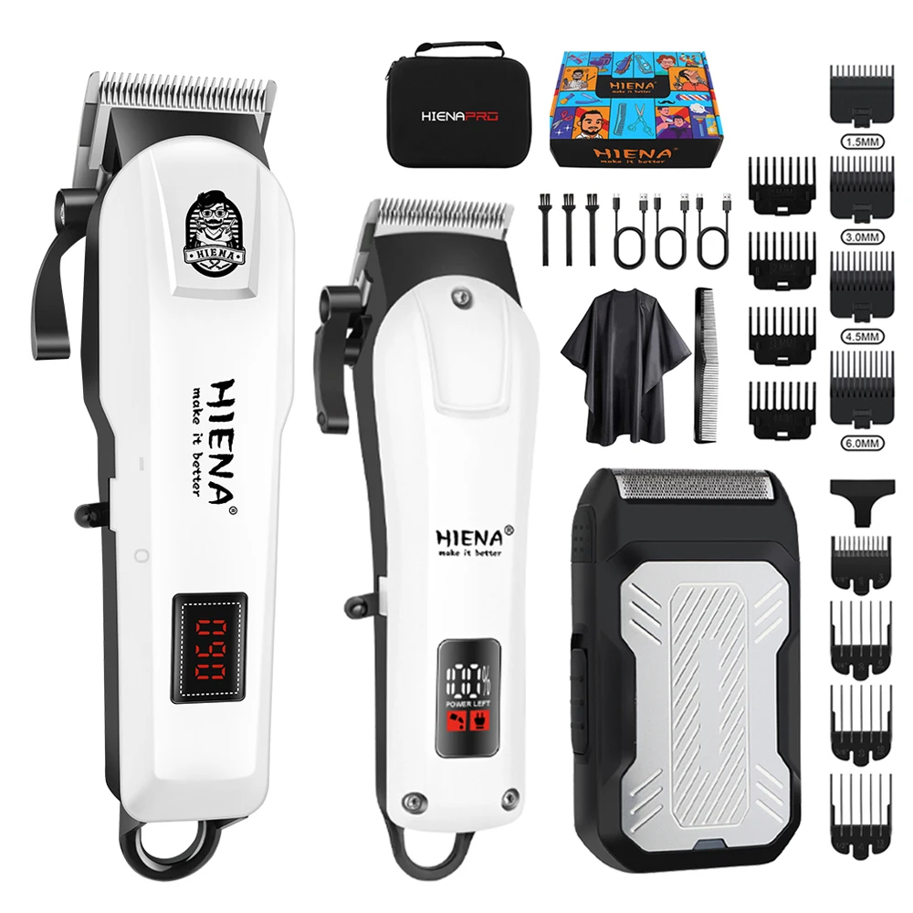 

Машинка для стрижки волос, 3 комплекта, светодиодные цифровые электрические ножницы, сабельная бритва, электробритва для резьбы, профессиональная