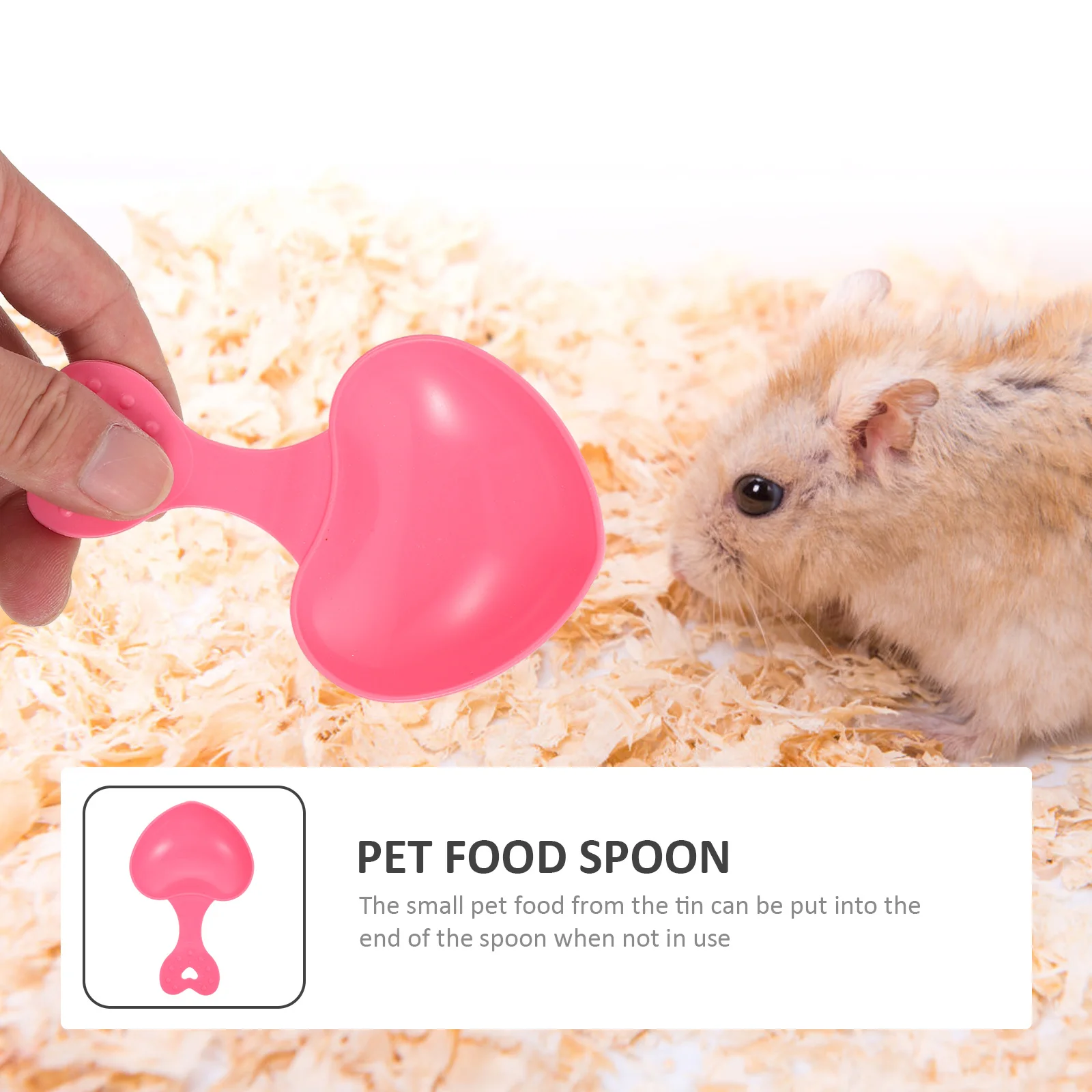 

10pcs Heart Shaped Food Spoon Durable Small Pet Feeding Tool For Hamster Dog Reptile Plastic Grain Scoop Cleanable Cute Design