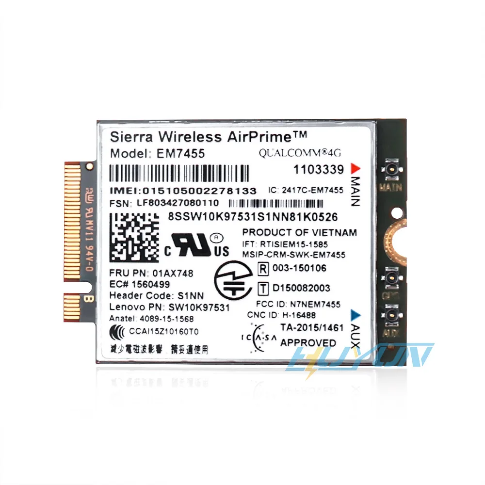 

EM7455 FRU 01AX748 LTE 3G 4G Tarjeta de Thinkpad X1 carbono 5th gen X270 T470 T470S T470P t570 L570 L470 P51 P71