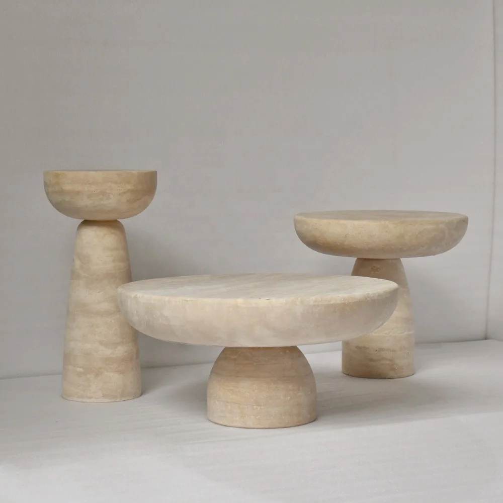 OEM ODM Customized Modern Natural Stone Marble Living Room Hotel Furniture Lobby Travertine Table Set Deco Luxury Coffee Table