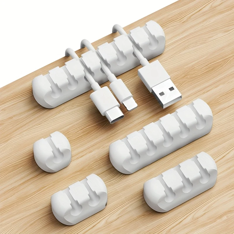 Silicone USB Cable Organizer Charging Cable Winder Desktop Tidy Management Clips Cable Holder For Mouse earphone Accessories