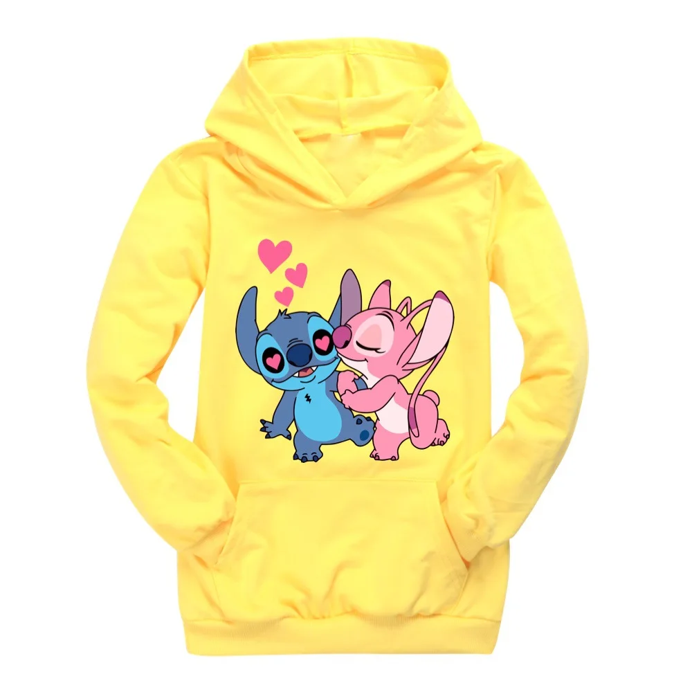 Fashion Baby Boys Clothes Girls Spring Autumn Long Sleeve Tshirts Kids Cartoon Stitch Hooded Sweatshirt Tees Toddler Pajamas Top