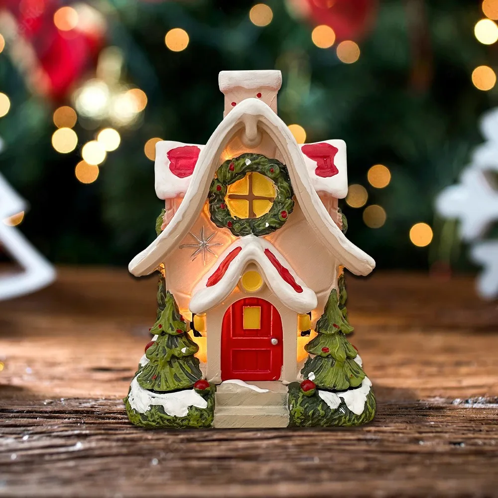 New Christmas Decoration LED light House Luminous Cabin Crafts 2024 New Year Kid Gift Xmas Party Home Ornament Navidad Noel Gift