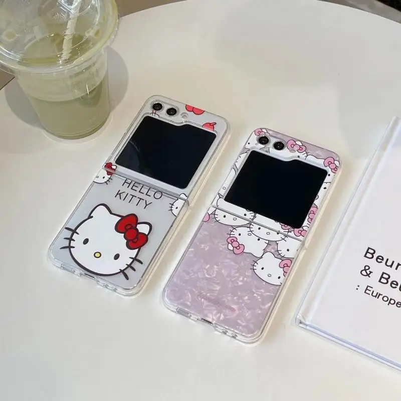 

Новый милый мультяшный чехол Sanrio Hello Kitty подходит для Samsung Zflip5 чехол для телефона Zflip4 складной экран W23Flip защитный чехол для телефона