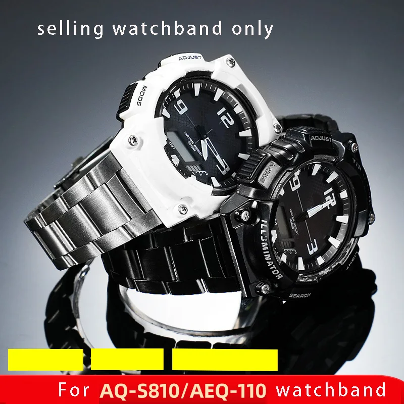 Solid stainless steel wristband for Casio watch AQ-S810W AEQ-110 W-218H steel strap stainless steel watchband silicone bracelet