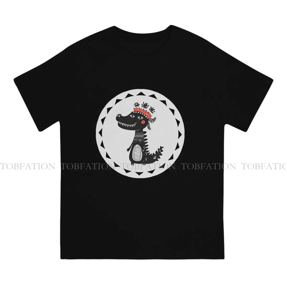 Artistic Reptilian Charm Round Collar TShirt Crocodile Wild Animal Fabric Original T Shirt Men