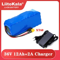 Liitokala 36V 12Ah 18650 Li ion Battery pack High Power XT60 plug Balance car Motorcycle Electric Bicycle Scooter BMS+Charger