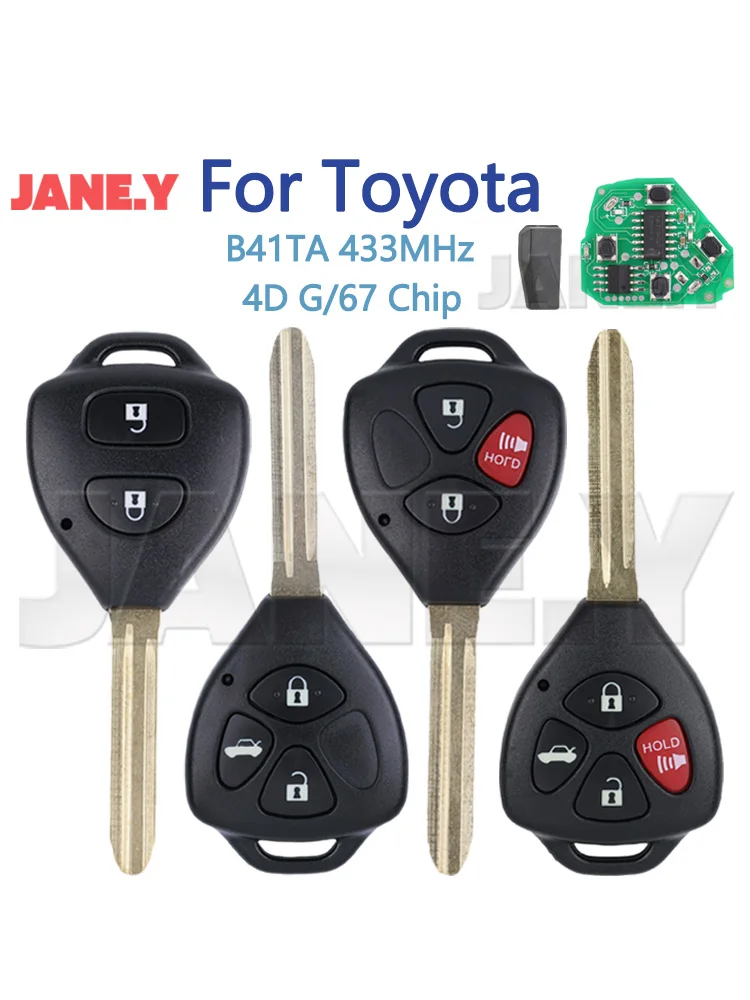 B41TA Kluczyk zdalnego sterowania do Toyoty Fortuner Hilux Innova Yaris Corolla 4D 67 G Chip 433Mhz 2/3/4 Przyciski 89070-52E61 Keyless Go — zdjęcie 2