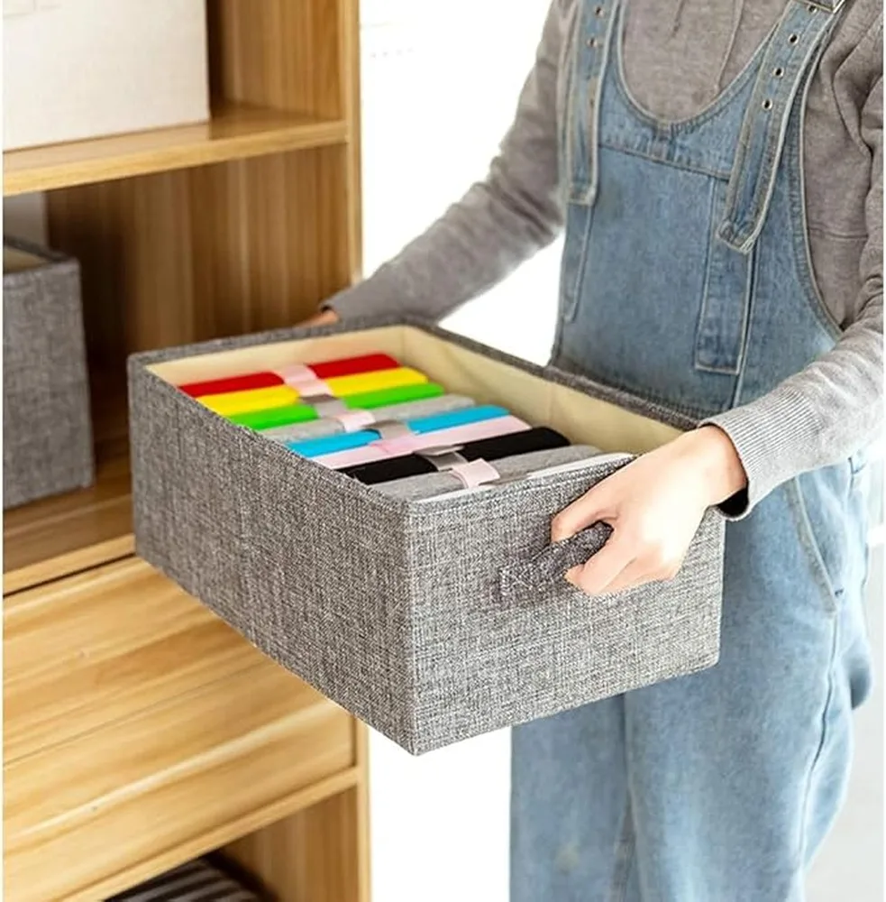 Spacious Canvas Slender Storage Bins For Clothes With Wardrobe Organizer Basket For Closet