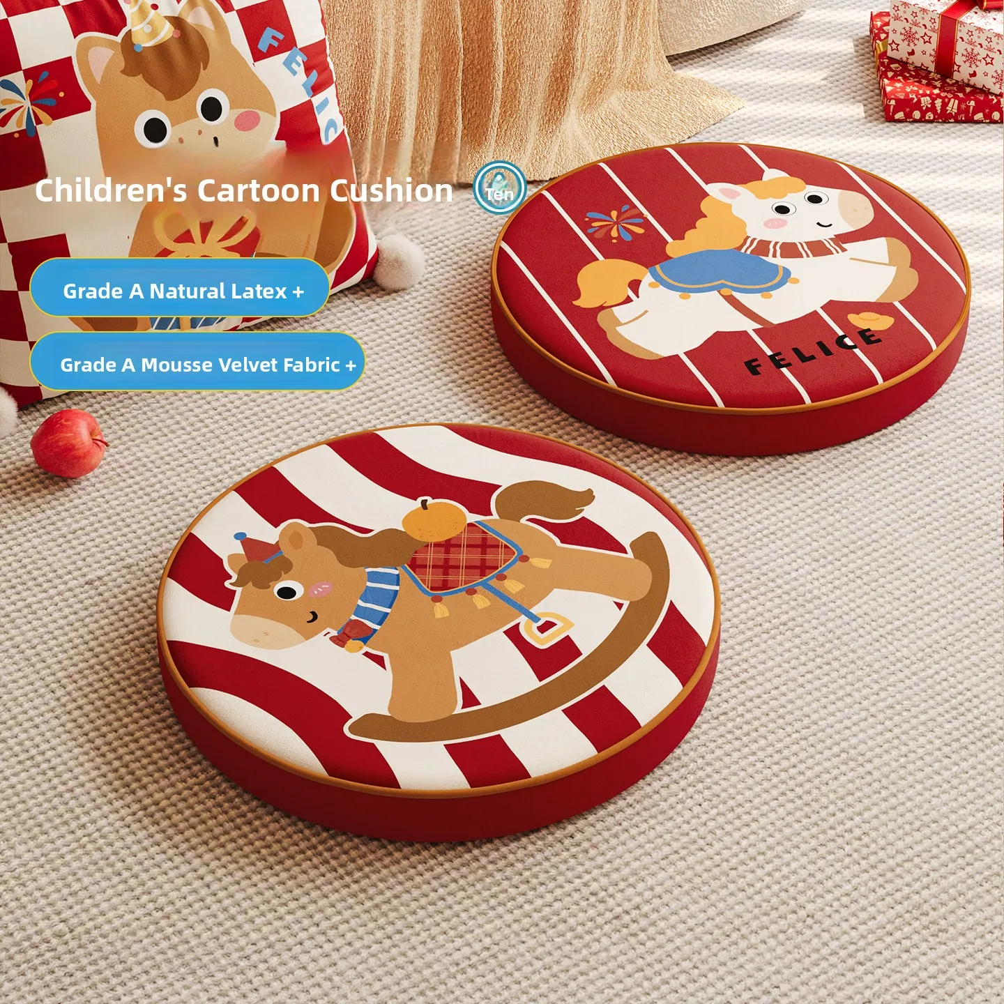 

MeitingHome Children's Cuion Red for Reading Books Year Spring New Year Tat Floor Pillow Heightening Butt Pad