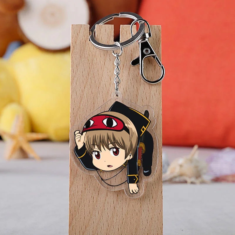 New Anime GINTAMA Acrylic keychain accessaries Cartoon funny Bag Pendant Gift cute bag charm Keyring Friends Fans Gifts