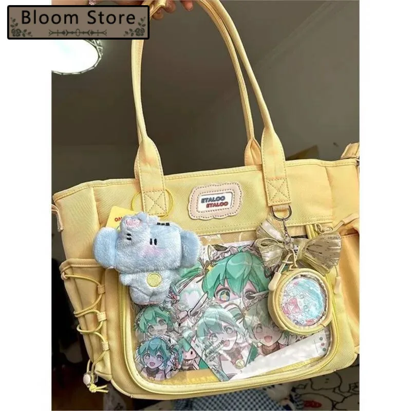 

Bloom Haruku Yellow Handbag Tote Women Transparent Casual Crossbody Bags Itabag Ladies Canvas Messenger Bag 2025 New