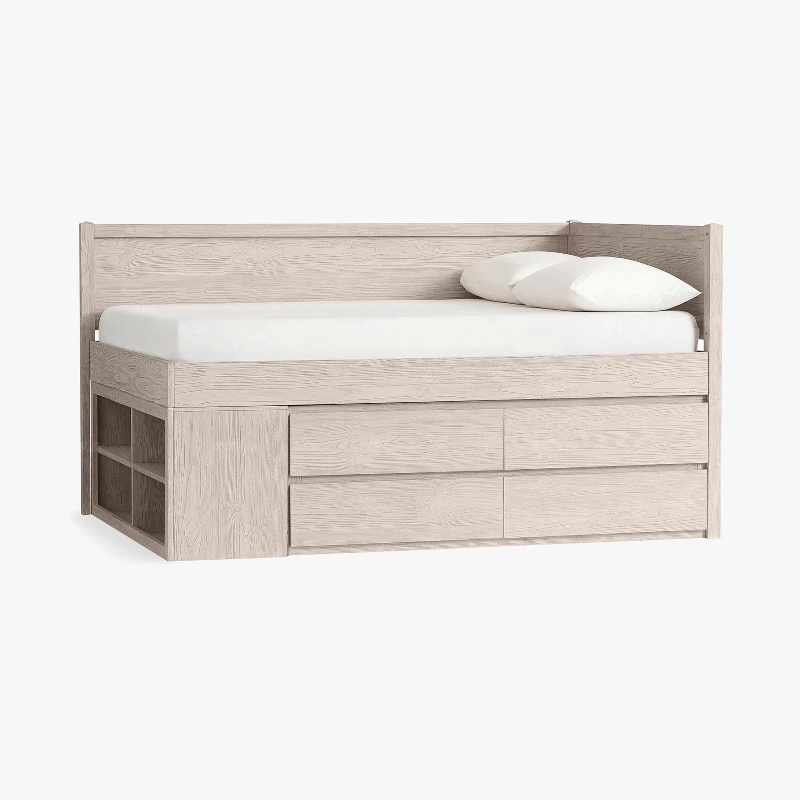 

Small apartment boys and girls children's bed, simple high box storage solid wood bed