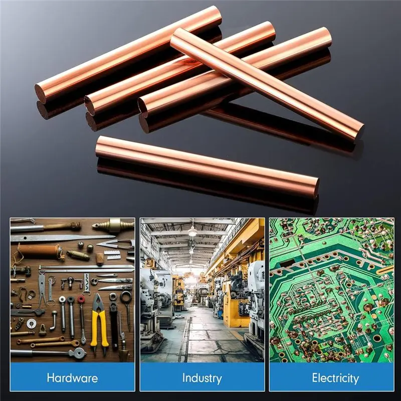 A84X-6Pcs Pure Copper Round Rod 3.94Inch Length 0.39Inch Diameter Bare Solid Metal Rod Copper Bar Lathe Bar Stock