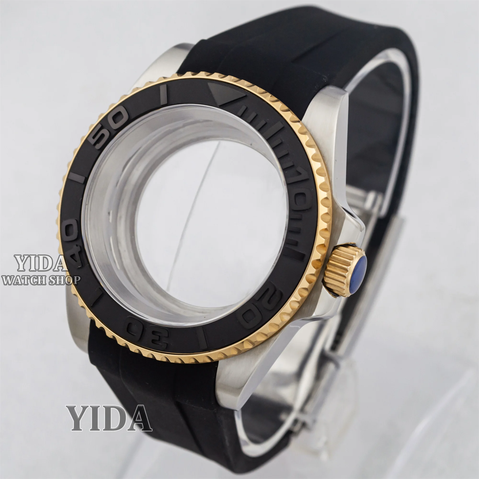 

40mm Watch Case 20mm Rubber Strap Bracelet 10ATM Waterproof For SUB GMT NH34 NH35 NH36 Movement Fit 28.5mm Dial Yacht-Master MOD