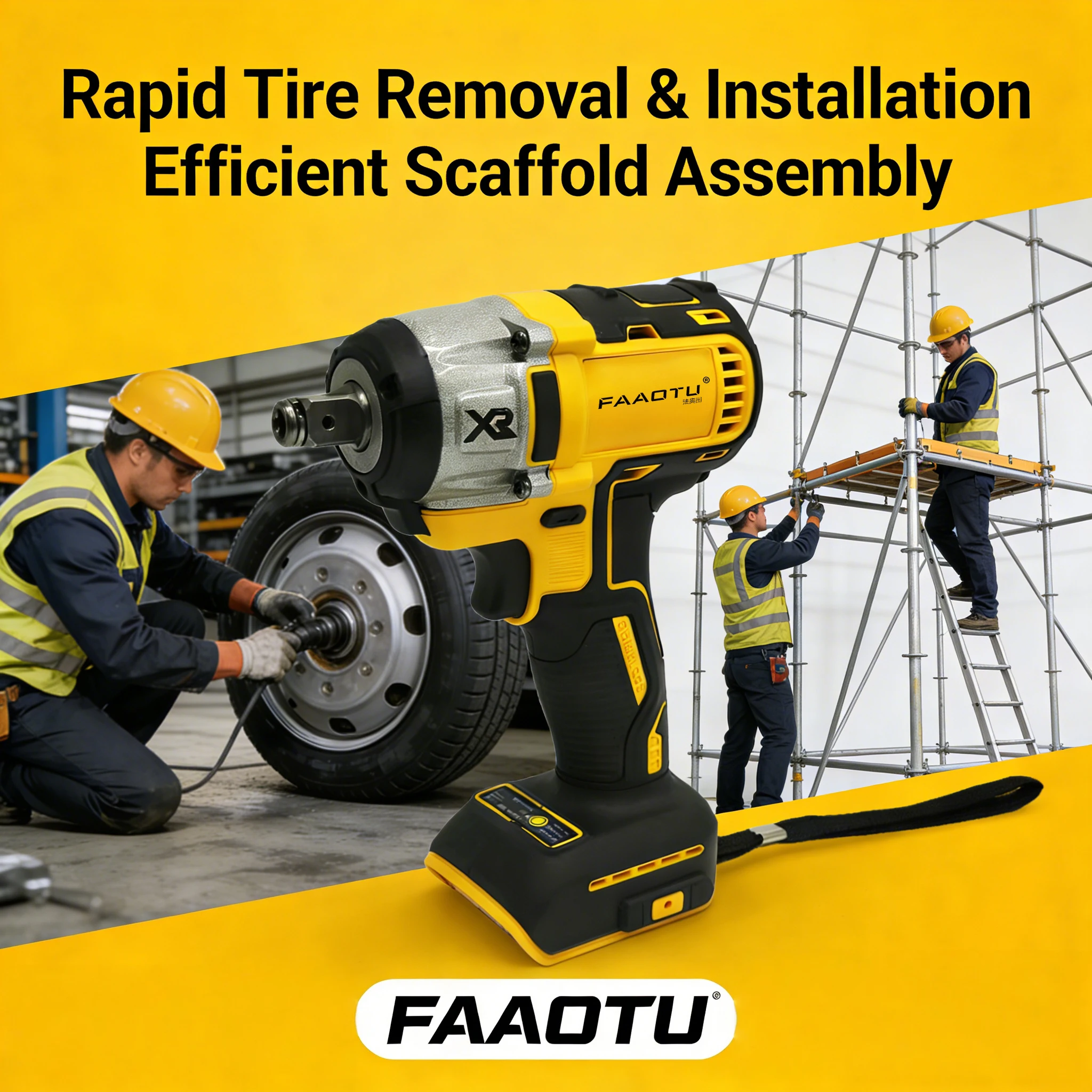 

Бесщеточный ударный гайковерт FAAOTU DCF880 20В с чувствительным управлением скоростью, совместимый с аккумулятором DW