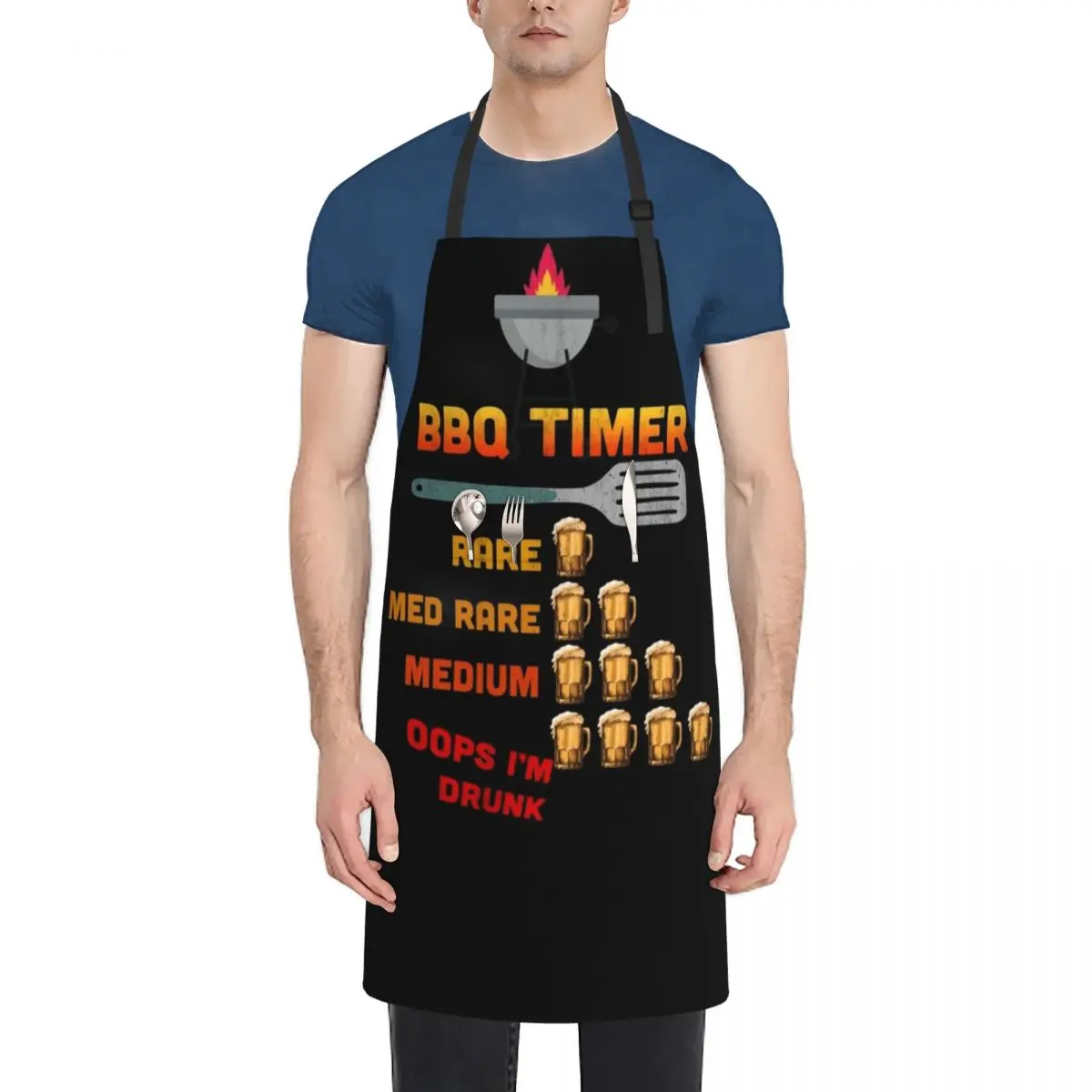 

BBQ Timer Barbecue and Beer Apron kitchen item For Man Haircut Art christmas Apron