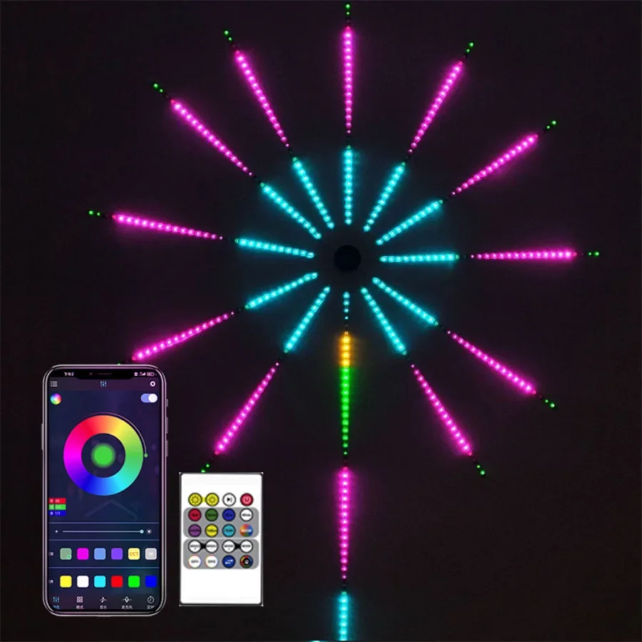 Christmas RGBIC Firework LED Strip Lights Bluetooth APP Control Christmas Fireworks Light Music Sound Sync DC5V USB Fairy Lamp