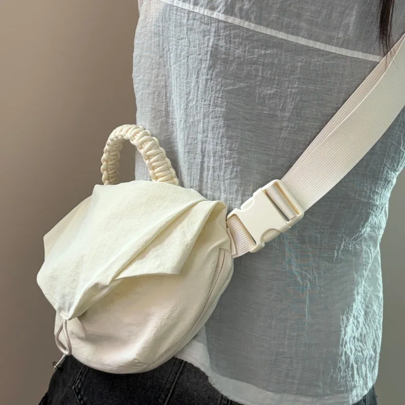 

Женская повседневная нейлоновая сумка-бананка с плетеной ручкой, складная, на шнурке, через плечо, с регулируемым ремнем для повседневного использования и путешествий