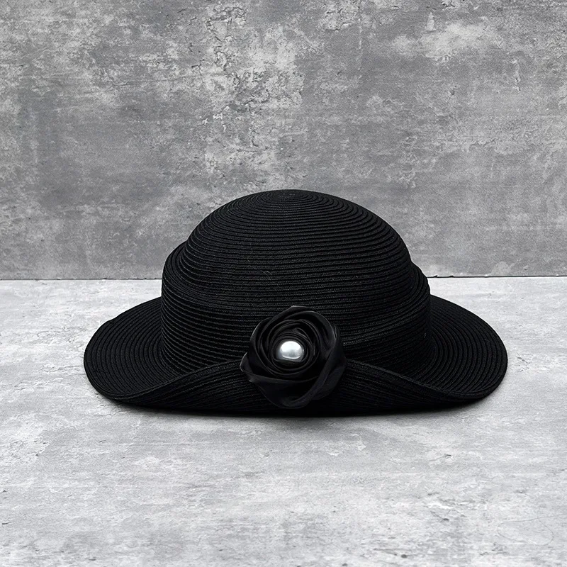 Designer Raffia Sun Hat - Timeless Roll-Brim Hat with Handcrafted Blooms, UPF 50+ Resort Chic Accessory