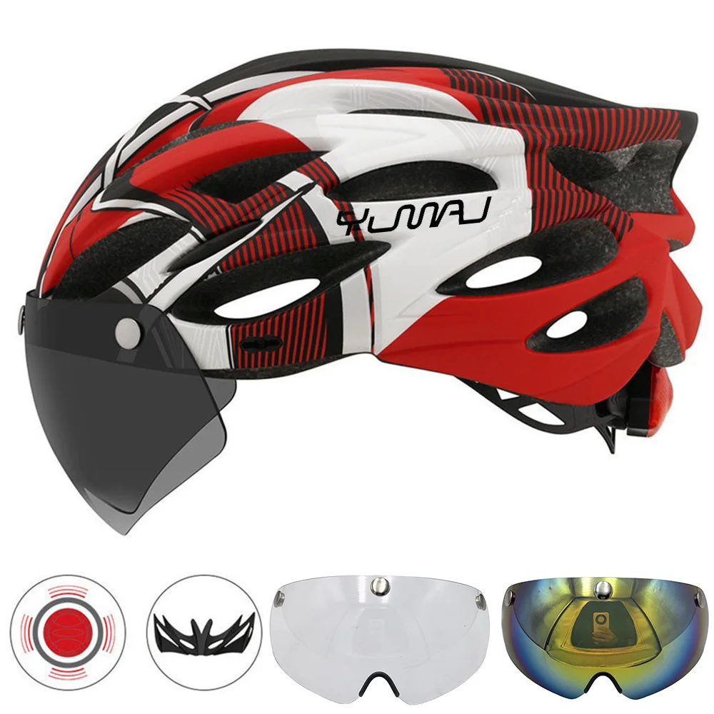 230g YUMAJ Ultraleichter Helm für Straße und Berge, Integral geformt mit abnehmbarem Visier, Fahrrad-Rücklicht-Helm CB-26 – Detail 20