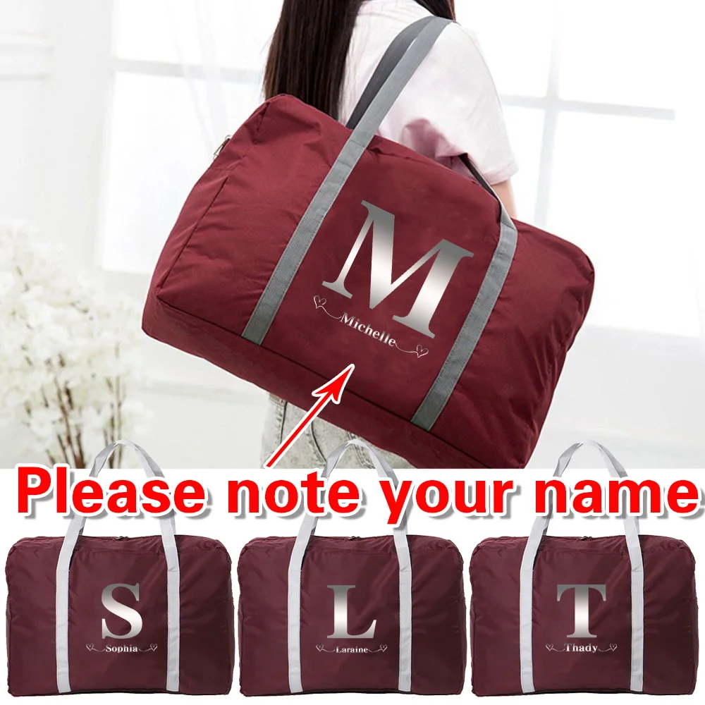 Customized Name Travel Handbag Luggage Check-in Bag Unisex Casual Duffel Bags Portable Large Capacity Suitcase Accessories
