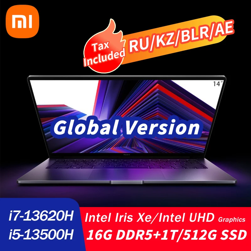 كمبيوتر محمول Xiaomi-Redmi ، Intel Core 14 ، ، 16GB + GB ، 1 SSD ، قزحية Xe ، UHD ، كمبيوتر محمول ، كمبيوتر محمول